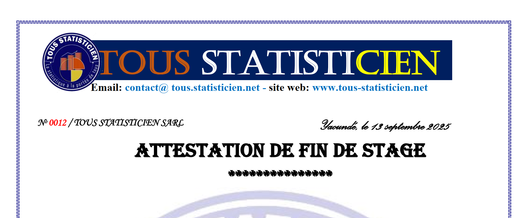 Remise des attestations de fin stages